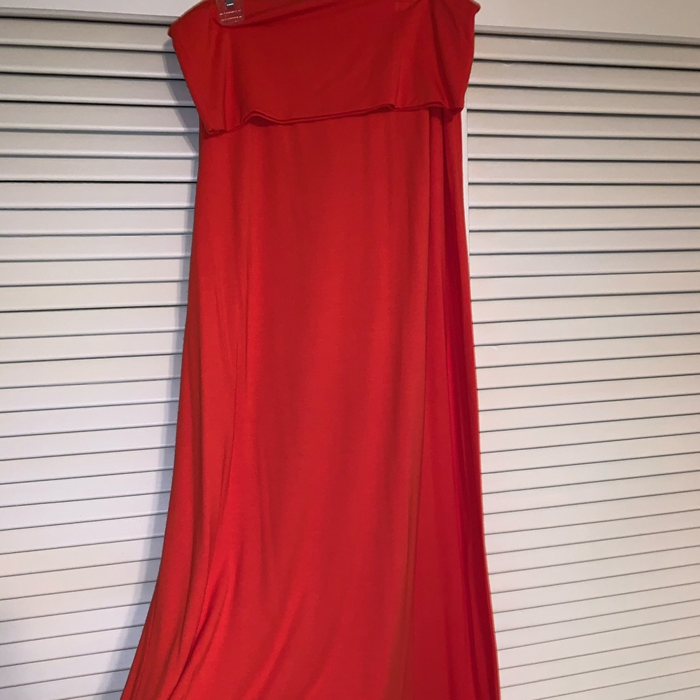 Fold over burnt orange long skirt